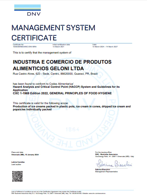 CERTIFICATE HACCP