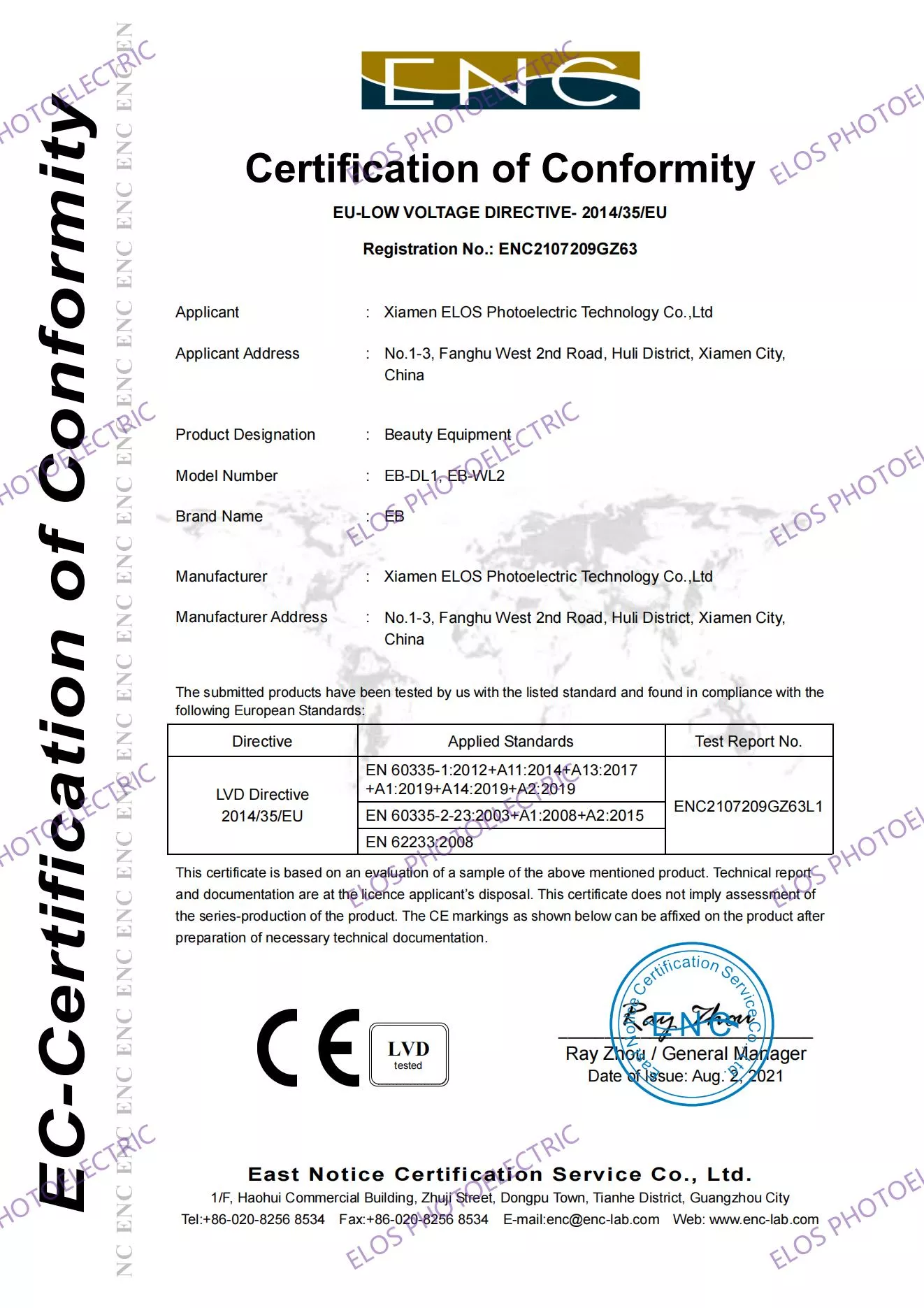 CE(LVD) Certificate