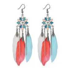 波西米亚风情耳饰民族风羽毛耳坠耳环饰品