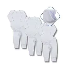 婴儿套装 6 件套 - 3 件紧身衣和 3 条绒面革裤 - 40/1 纱线 100% 棉