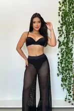 宽腿网眼裤 - 沙滩罩衫 