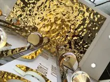 水波纹不锈钢板吊顶装饰大堂天花背景墙加工