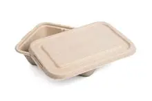 可生物降解午餐盒 850毫升 玉米秸秆纤维材质 无隔板 防漏盖 200个/盒