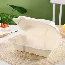 纯天然纸浆甘蔗浆竹子纤维可降解-1000ml餐盒