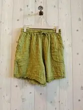 女士 100% 亚麻流苏百慕大短裤