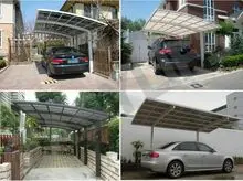 铝合金车棚 遮阳棚 聚碳酸酯屋顶 户外遮阳结构