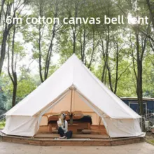 户外露营帐篷防水遮阳加厚棉帆布奢华4-8人大帐篷