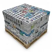 手机库存积压托盘散装智能手机，适用于电子产品商店和分销供应