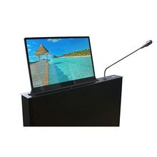Motorized retractable monitor integrated with conf