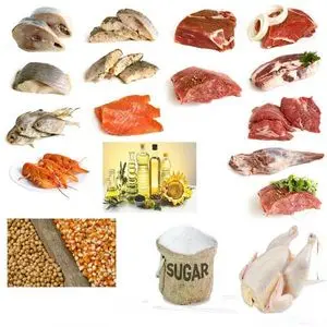肉类、糖类、谷物类