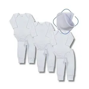 婴儿套装 6 件套 - 3 件紧身衣和 3 条绒面革裤 - 40/1 纱线 100% 棉