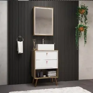 Gael 60厘米浴室梳妆台套装，带镜子和水槽