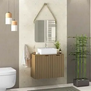 Nice 80cm 壁挂式浴室柜套装，带镜子和水槽