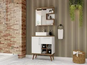 带洗手盆、镜子和腿的Veneza 70cm浴室套件