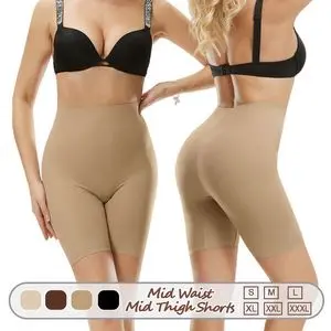 1362 女士无痕中腰塑身中腿平角裤