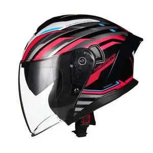 JR-715 摩托车头盔半盔男带蓝牙耳机内置灰四季冬天双镜片四分之三