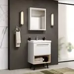 浴室柜组合，带镜子和水槽的雅加达60cm柜子带腿